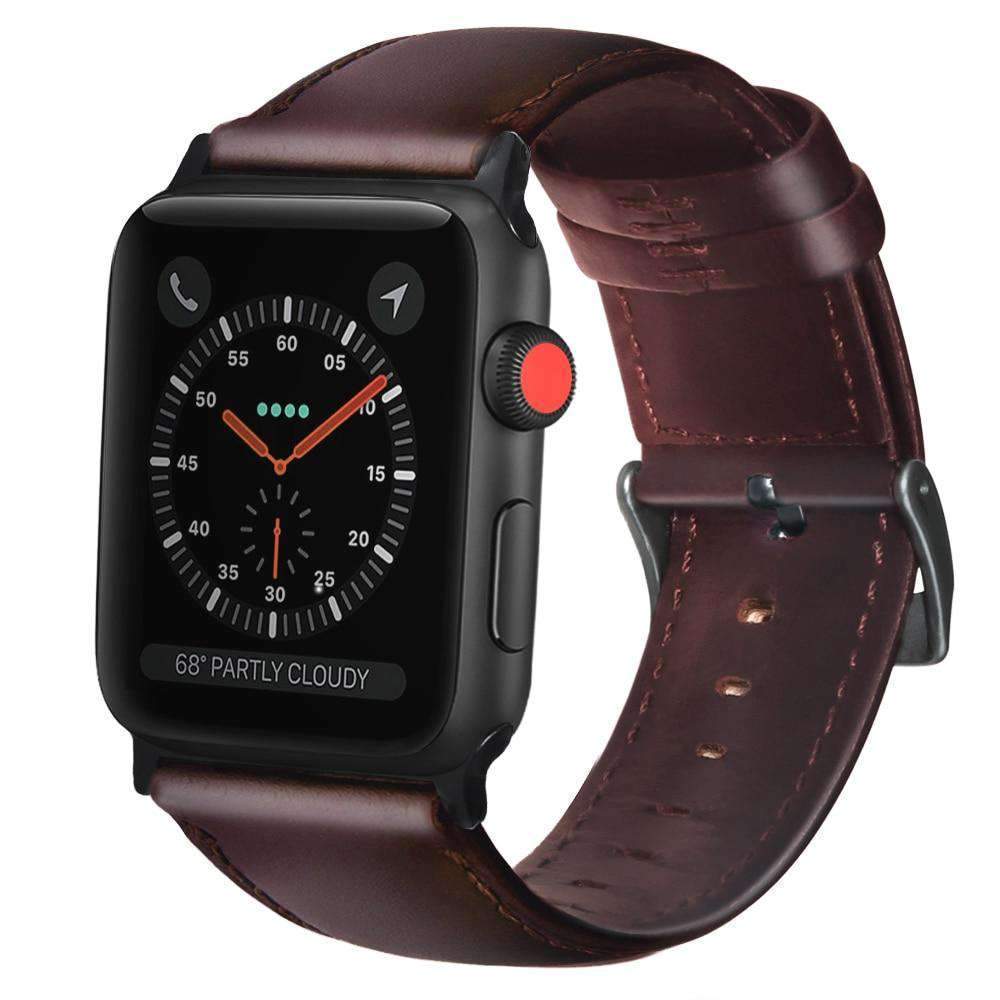 Apple Apple watch band mens Genuine Leather Wax Oil Skin band bracelet for Apple Watch Series 1 2 3 4 Watchband Replacement Strap Men 44mm/ 40mm/ 42mm/ 38mm