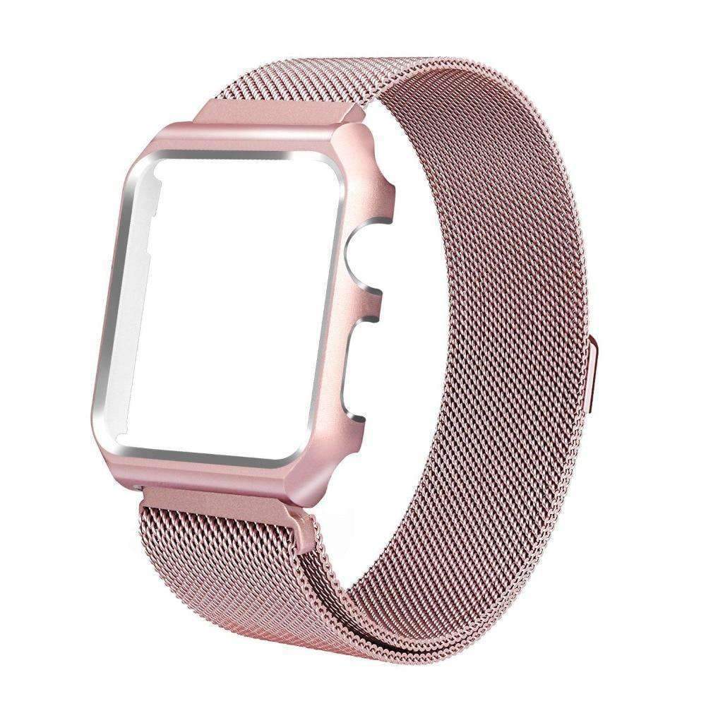 Apple Apple Watch band Milanese mesh magnetic Loop stainless steel metal Strap & Watch Case bundle  42mm 44mm iwatch 4/3/2/1 38mm 40 mm Bracelet Watchband - USA Fast Shipping