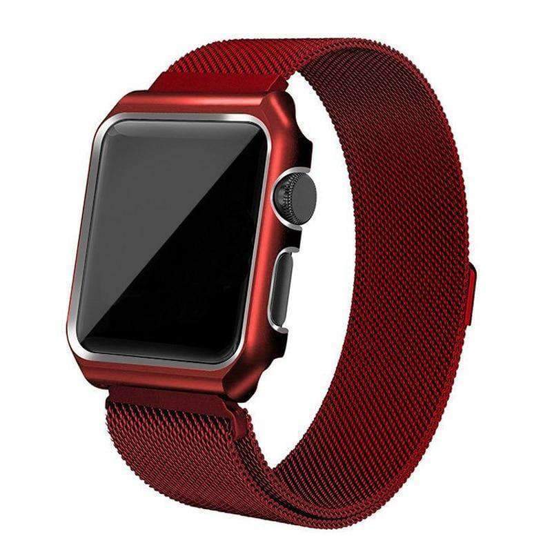 Apple Apple Watch band Milanese mesh magnetic Loop stainless steel metal Strap & Watch Case bundle  42mm 44mm iwatch 4/3/2/1 38mm 40 mm Bracelet Watchband - USA Fast Shipping