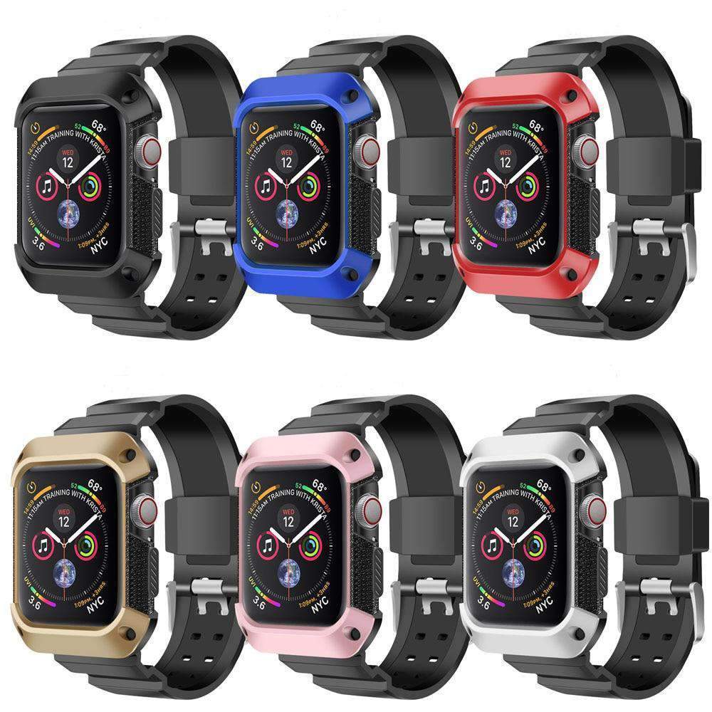 Apple Apple Watch band Sport Case strap silicone waterproof For  44mm 40mm iwatch Series 4 correa Rugged TPU screen Protective cover & bracelet wrist belt