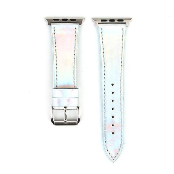 Apple Apple Watch iridescent Metallic shine Faux Leather Watchband iwatch 4 40mm 44mm 38mm 42mm  Replacement Bracelet Strap