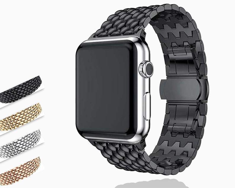 Men Business iWatch Strap Apple Watch Band 42mm 44mm 40mm 38mm Stainless  Steel
