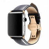 Apple Apple Watch Series 5 4 3 2 Band, Crocodile Grain cow Leather Butterfly Buckle Bands iWatch 38mm, 40mm, 42mm, 44mm -  US Fast Shipping