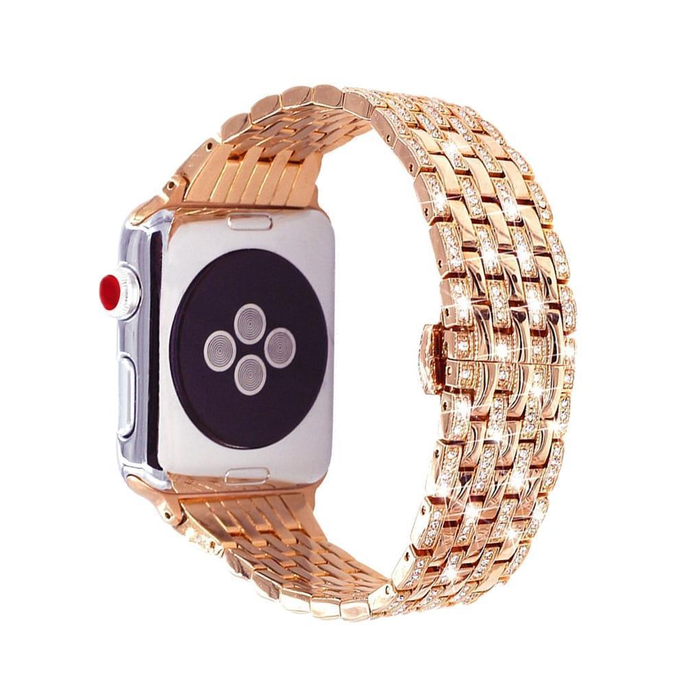 Apple Apple Watch Series 5 4 3 2 Band, Diamond Stainless Steel Strap Bracelet Loop 38mm, 40mm, 42mm, 44mm - US Fast Shipping