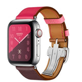 Apple Apple Watch Series 5 4 3 2 Band, Leather strap Deployment Buckle watch Strap watchband Hermes 38mm, 40mm, 42mm, 44mm - US Fast Shipping