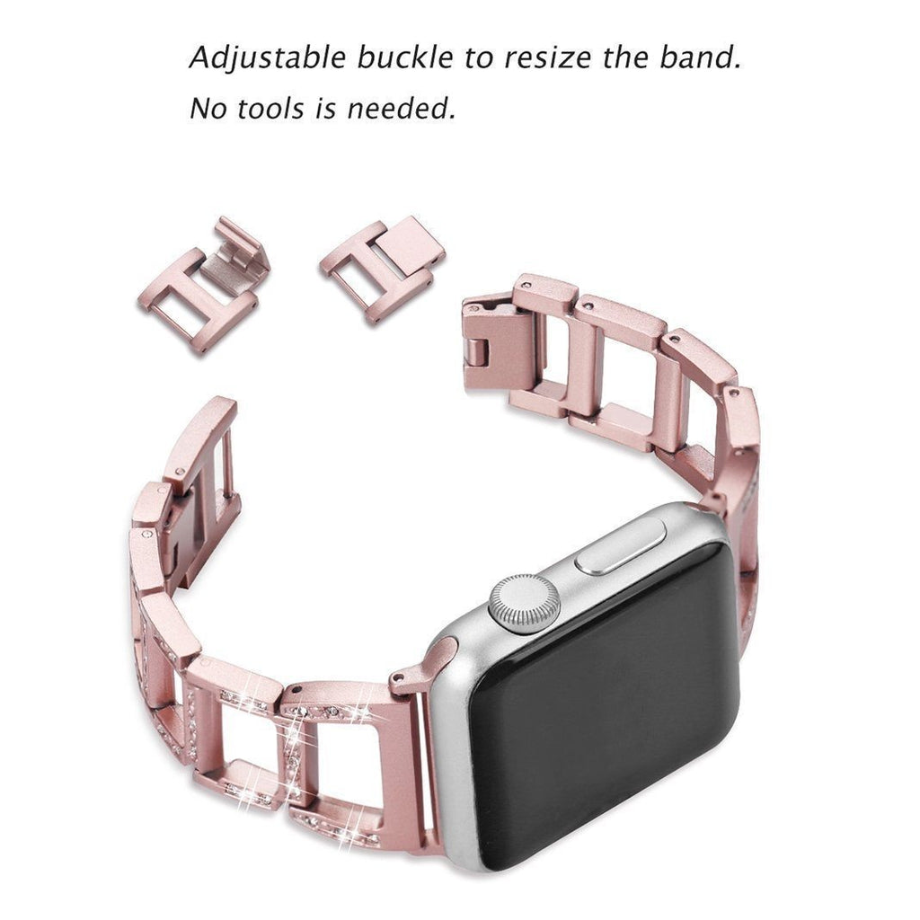 Apple Apple Watch Series 5 4 3 Band, Women Stainless Steel Hollow breathable Diamond Bracelet strap for 38mm, 42mm, 40mm, 44mm - US Fast shippping