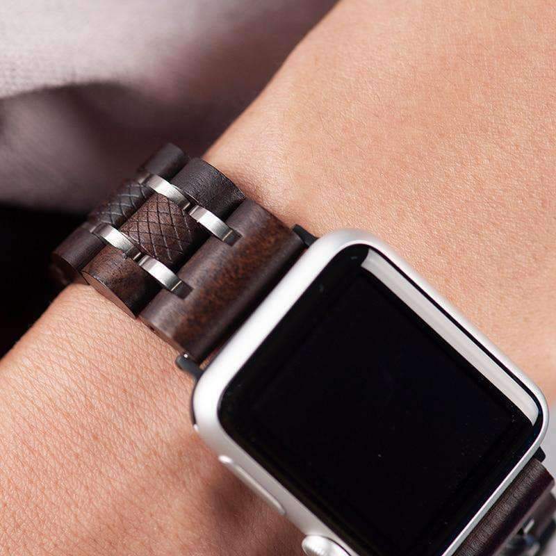 Apple Apple watch Wood Watchband Stainless Steel i Watch Band 44mm/ 40mm/ 42mm/ 38mm Wrist Bracelet Strap