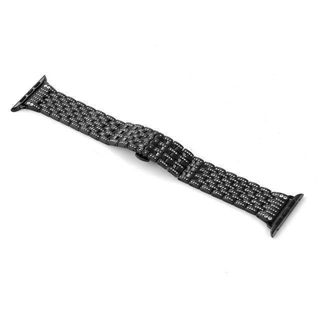 Apple black / 38mm / 40mm Apple Watch Series 5 4 3 2 Band, Diamond Stainless Steel Strap Bracelet Loop 38mm, 40mm, 42mm, 44mm - US Fast Shipping