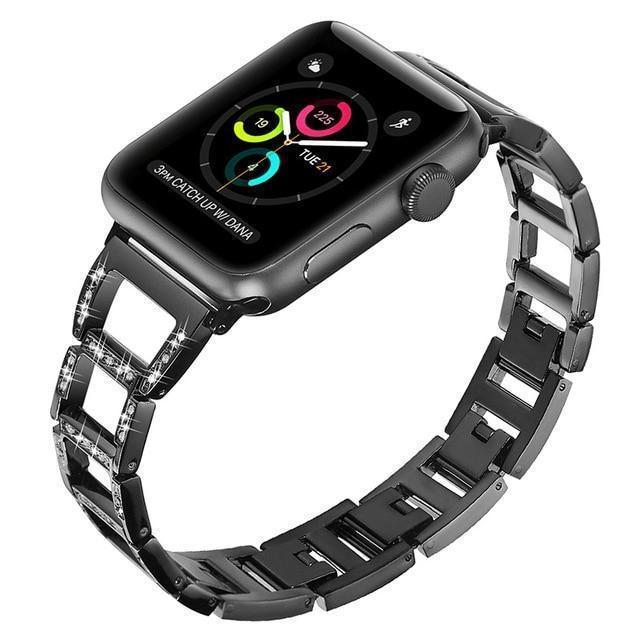 Apple black / 38mm and 40mm Apple Watch Series 5 4 3 Band, Women Stainless Steel Hollow breathable Diamond Bracelet strap for 38mm, 42mm, 40mm, 44mm - US Fast shippping