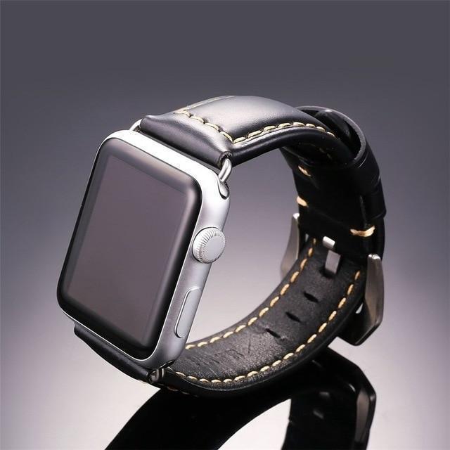 Apple black / 38mm and 40mm Faux Leather watchbands strap for apple watch band 40mm 44mm 42mm 38mm for iWatch series 1 2 3 4 bracelet