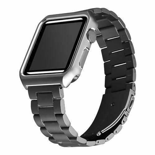 Apple black / 38mm Apple watch band case stainless steel  strap 42mm/38 metal bracelet for iwatch series 1/2/3 - USA Fast Shipping