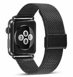Apple Black / 38mm Apple Watch Series 5 4 3 2 Band, Milanese style, Stainless Steel Woven Sport Watchband fits 38mm, 40mm, 42mm, 44mm