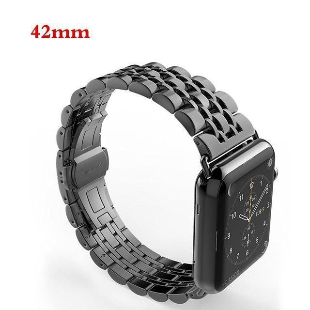 Apple black / 42mm / 44mm Apple Watch Series 5 4 3 2 Band, Luxury metal Stainless Steel rolex Strap Bracelet Wrist Belt for iWatch 38mm, 40mm, 42mm, 44mm US Fast Shipping