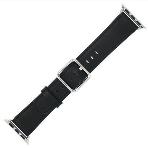 Apple Black A / 42 mm Leather Strap For Apple Watch Band 42mm 38mm iwatch 4/3 Bracelet 44mm 40mm bracelet Stainless Steel Classic Buckle Watchband, USA Fast Shipping