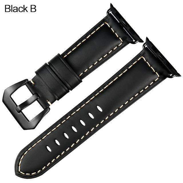 Apple Black buckle with black leather / 42mm / 44mm Apple Watch Series 5 4 3 2 Band, Vintage Apple watch Band Tooled Leather iWatch Bracelet  42mm 38mm 38mm, 40mm, 42mm, 44mm