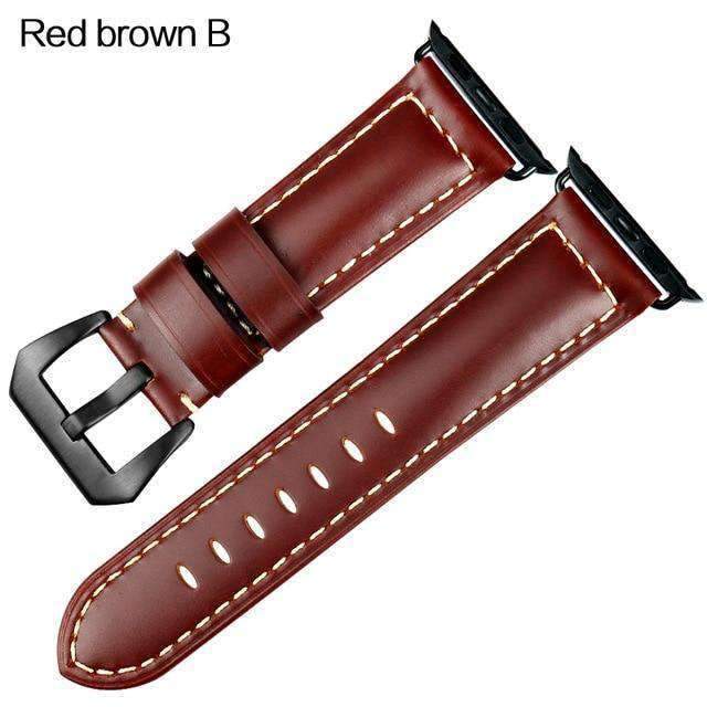 Apple Black buckle with red brown leather / 42mm / 44mm Apple Watch Series 5 4 3 2 Band, Vintage Apple watch Band Tooled Leather iWatch Bracelet  42mm 38mm 38mm, 40mm, 42mm, 44mm