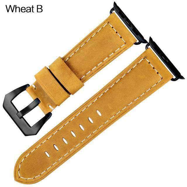 Apple Black buckle with wheat leather / 42mm / 44mm Apple Watch Series 5 4 3 2 Band, Vintage Apple watch Band Tooled Leather iWatch Bracelet  42mm 38mm 38mm, 40mm, 42mm, 44mm