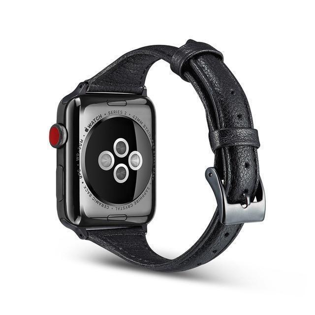 Apple Black / For 38mm and 40mm Newest Slim Genuine Leather Strap For Apple Watch 4 Band 40mm 44mm iWatch Sport Wristband For Apple Watch 42mm 38mm 2019