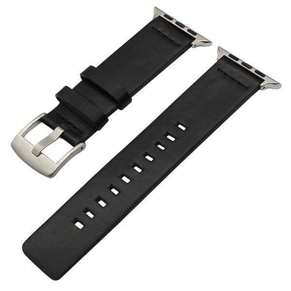 Apple Black S / 38mm Genuine Leather Watchband for iWatch Apple Watch 38mm 40mm 42mm 44mm Series 1 2 3 4 Band Steel Buckle Strap Bracelet