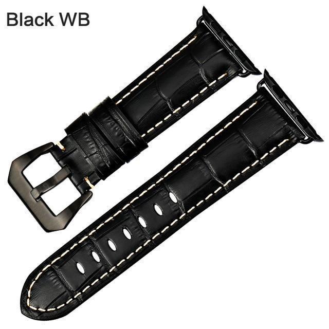 Apple Black WB / For Apple Watch 38mm Watchbands genuine cow leather watch strap for Apple Watch Band 42mm 38mm series 4 1 iwatch 4 44mm 40mm  watch bracelet