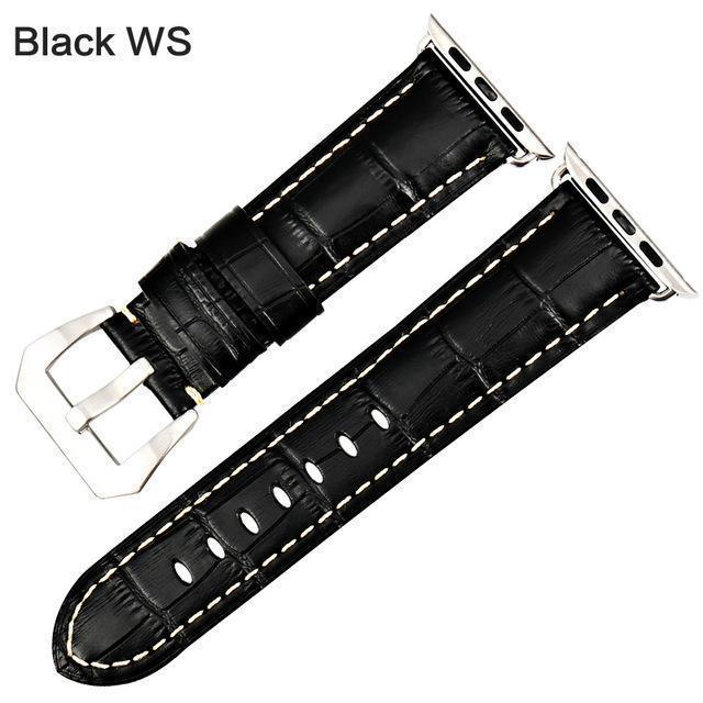 Apple Black WS / For Apple Watch 38mm Watchbands genuine cow leather watch strap for Apple Watch Band 42mm 38mm series 4 1 iwatch 4 44mm 40mm  watch bracelet