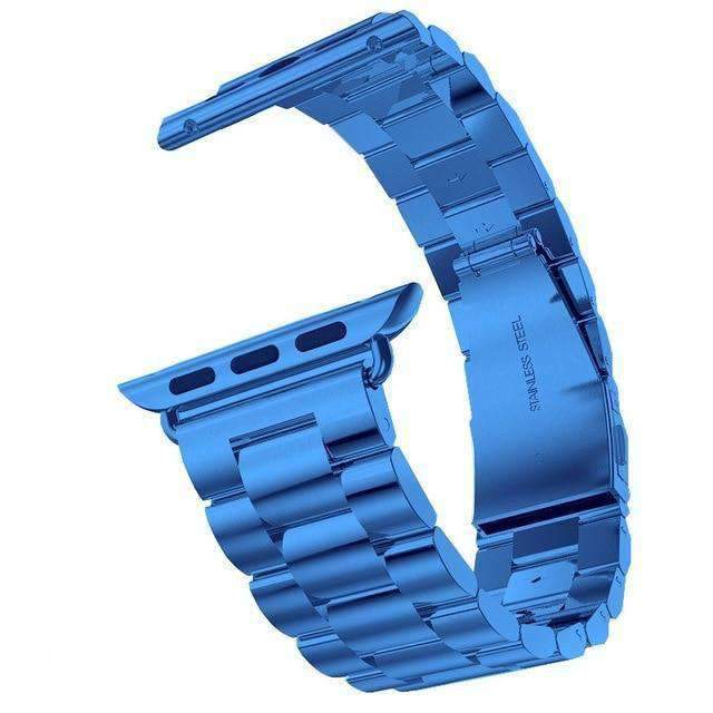 Apple Blue / 38mm / 40mm Apple Watch Series 5 4 3 2 Band, Matte Stainless Steel, Metal Links Bracelet Smart Watch Strap 38mm, 40mm, 42mm, 44mm