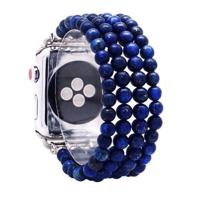 Apple Blue / 38mm Apple watch band bracelet lapis Natural Stone Watchband For iWatch, Blue Sandstone Women Elastic Watch strap  44mm/ 40mm/ 42mm/ 38mm