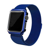 Apple blue / 38mm band case Apple Watch band Milanese mesh magnetic Loop stainless steel metal Strap & Watch Case bundle  42mm 44mm iwatch 4/3/2/1 38mm 40 mm Bracelet Watchband - USA Fast Shipping