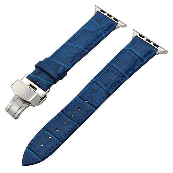 Apple Blue / 38mm Faux Leather Watchband for 38mm 40mm 42mm 44mm iWatch Apple Watch Series 4 3 2 1 Band Butterfly Buckle Strap Bracelet