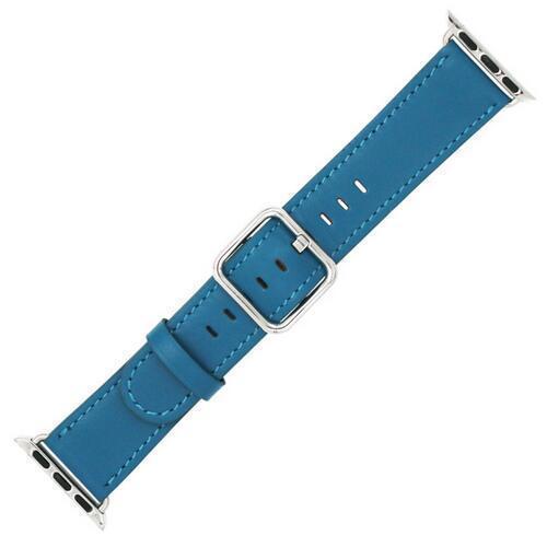 Apple Blue / 42 mm Leather Strap For Apple Watch Band 42mm 38mm iwatch 4/3 Bracelet 44mm 40mm bracelet Stainless Steel Classic Buckle Watchband, USA Fast Shipping