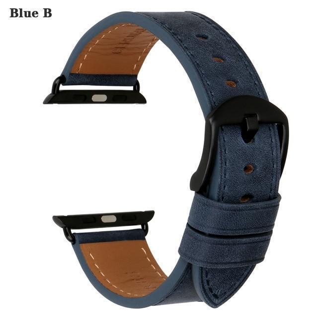 Apple Blue B / For Apple Watch 42mm Quality Leather Watchband Replacement For Apple Watch Band 44mm 42mm 40mm 38mm Series 4 3 2 1 iWatch Apple Watch Strap