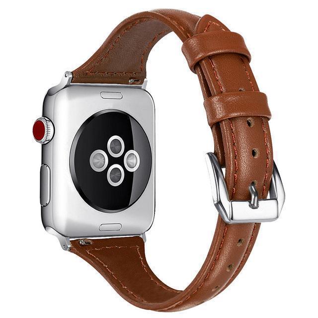 Apple brown / 38-mm Band for Apple Watch Leather Bnad 38mm 42mm 40mm 44mm Rose Gold Silver Strap For Apple Watch Bracelet Series 4 3 2 1 For Women