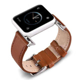 Apple Brown / 38mm/40mm Apple Watch Band Genuine leather silver adaptor connector clasp buckle,  Series 1 2 3 4 5 Sport Bracelet iwatch strap fits 44mm/ 40mm/ 42mm/ 38mm