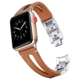 Apple brown / 38mm and 40mm Faux Leather watch band for Apple Watch Bands 38mm 42mm 40mm 44mm Bracelet for iWatch Series 4 3 2 1 women/Men