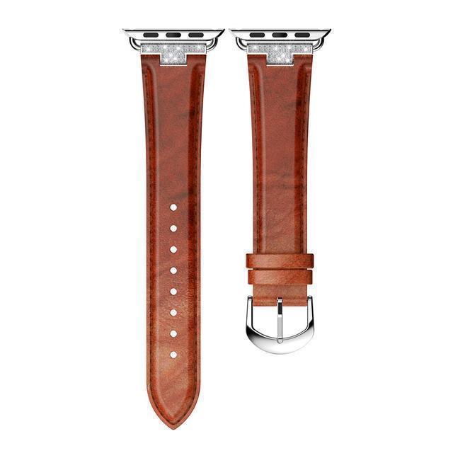 Apple Brown / 42mm / 44mm Apple Watch Series 5 4 3 2 Band, Luxury Leather Formal Strap for iWatch  38mm, 40mm, 42mm, 44mm