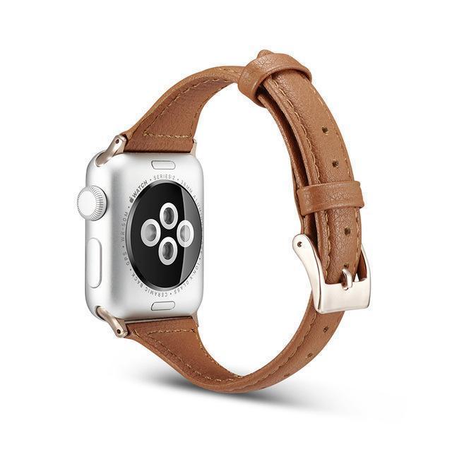 Apple Brown / For 38mm and 40mm Newest Slim Genuine Leather Strap For Apple Watch 4 Band 40mm 44mm iWatch Sport Wristband For Apple Watch 42mm 38mm 2019