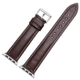 Apple Brown White / 38mm / 40mm silver adapter Apple Watch Series 5 4 3 2 Band, High Quality Genuine Leather Watchbands Black Brown Soft Sow Leather Strap 38mm, 40mm, 42mm, 44mm