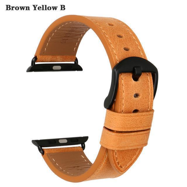 Apple Brown Yellow B / For Apple Watch 42mm Quality Leather Watchband Replacement For Apple Watch Band 44mm 42mm 40mm 38mm Series 4 3 2 1 iWatch Apple Watch Strap