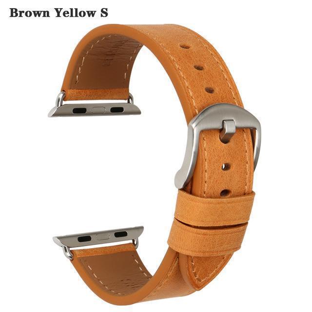 Apple Brown Yellow S / For Apple Watch 42mm Quality Leather Watchband Replacement For Apple Watch Band 44mm 42mm 40mm 38mm Series 4 3 2 1 iWatch Apple Watch Strap