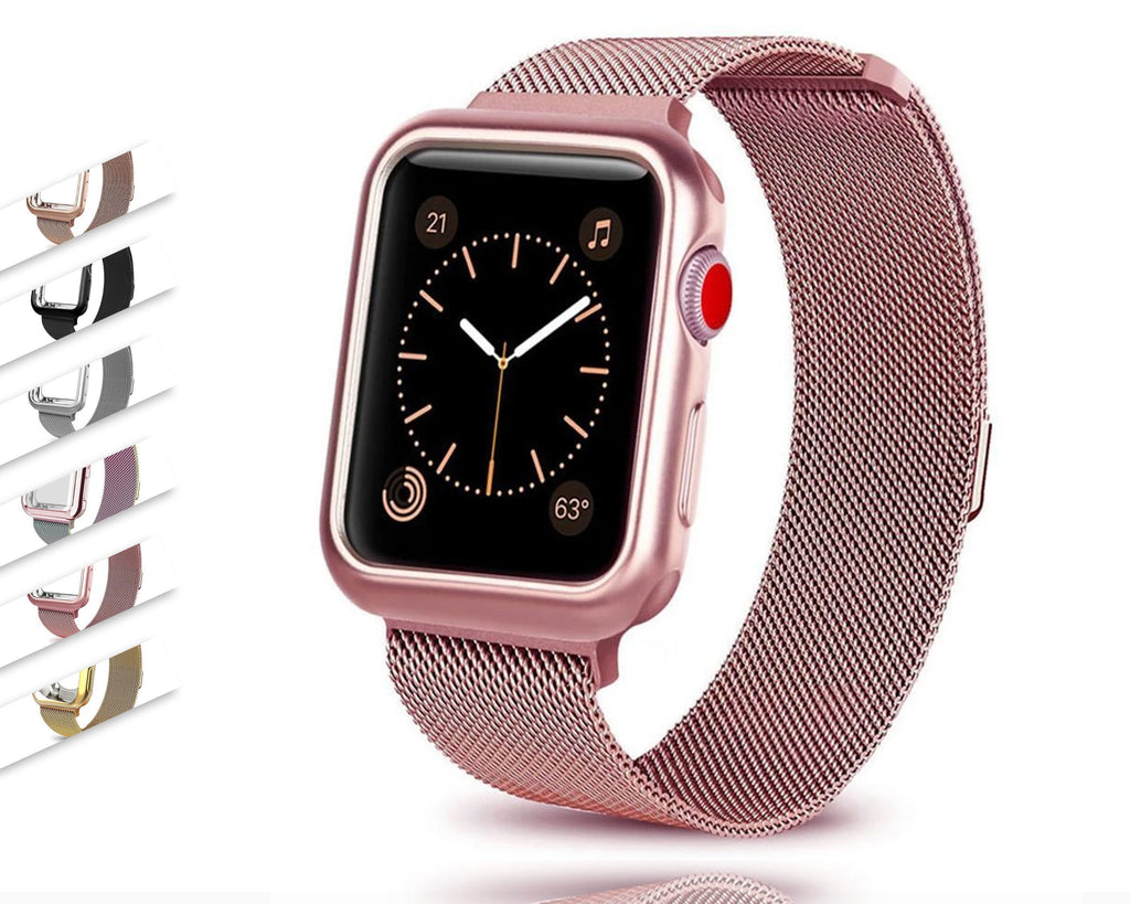 Apple Case+watch strap for Apple Watch 3 iwatch band 42mm 38mm Milanese Loop bracelet Stainless Steel watchband for Apple Watch 4 3 21