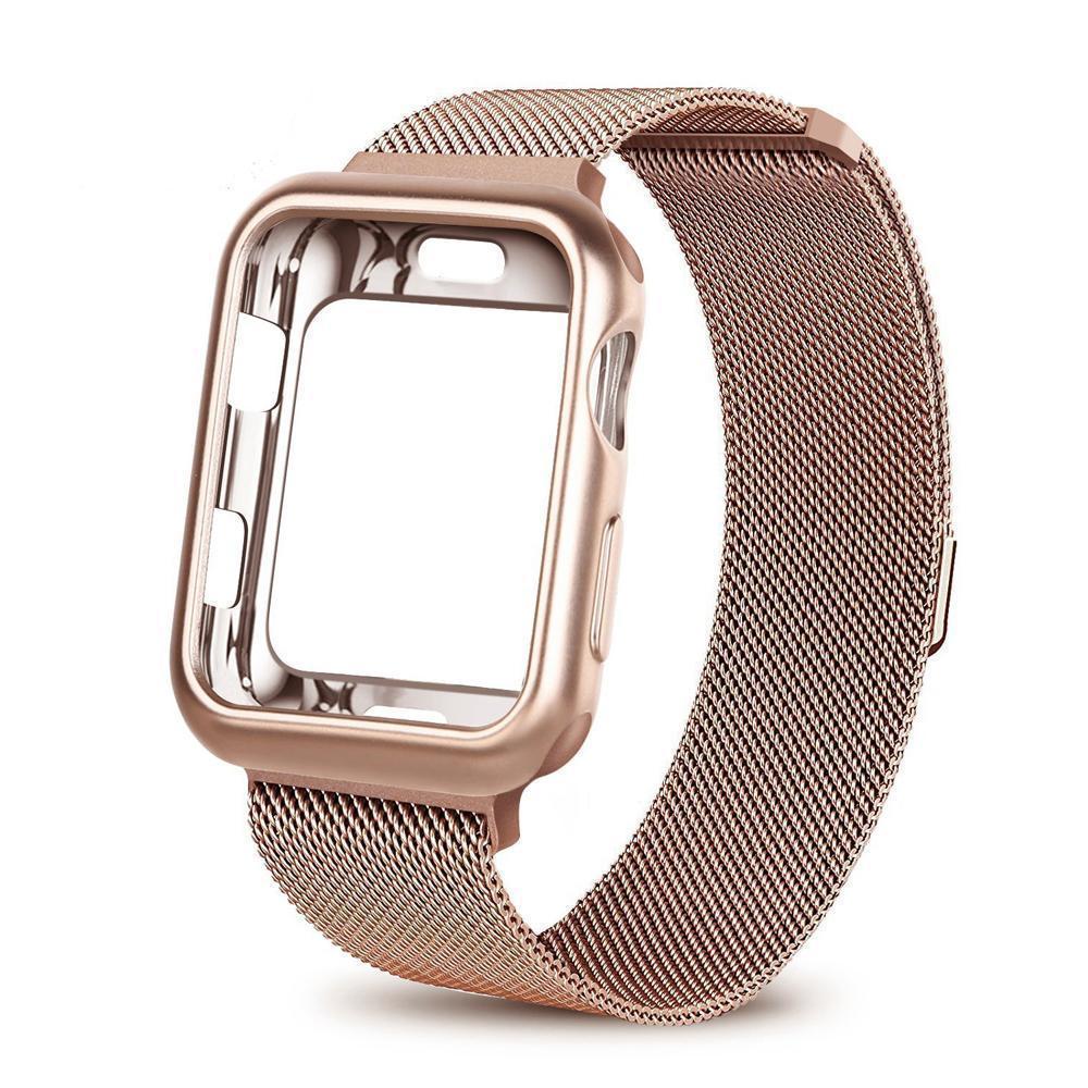 Apple Case+watch strap for Apple Watch 3 iwatch band 42mm 38mm Milanese Loop bracelet Stainless Steel watchband for Apple Watch 4 3 21