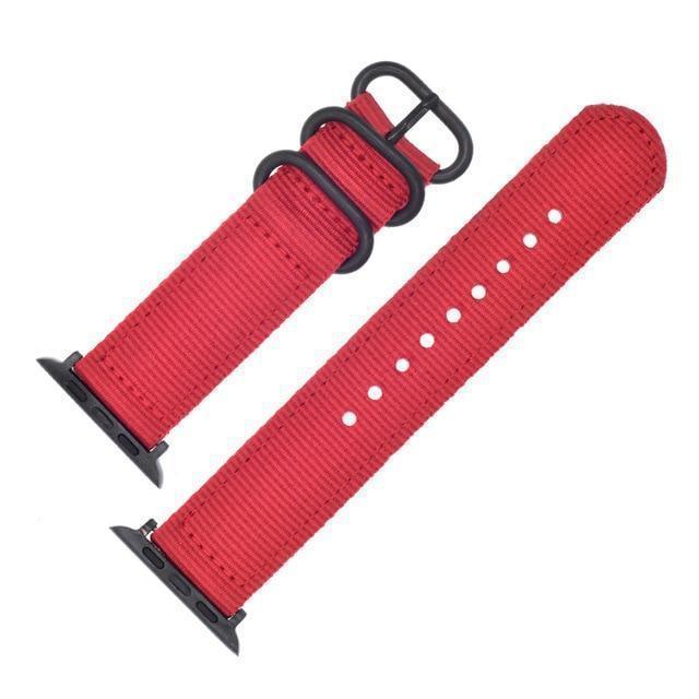 Apple China / Black-Red / For iwatch 38mm Watchband For Apple Watch Band 42mm 44mm Nylon NATO Sport Strap 38mm 40mm iWatch Bands Accessories Bracelet Series 4 321