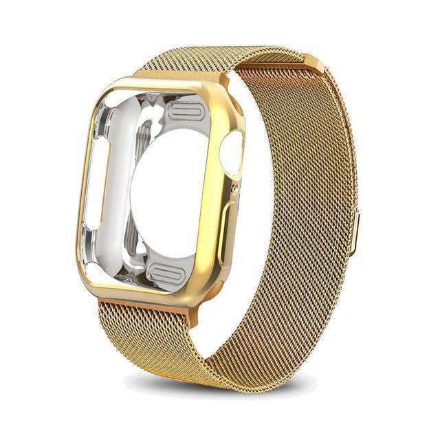 Apple China / gold / For apple watch 38mm Case+watch strap for Apple Watch 3 iwatch band 42mm 38mm Milanese Loop bracelet Stainless Steel watchband for Apple Watch 4 3 21