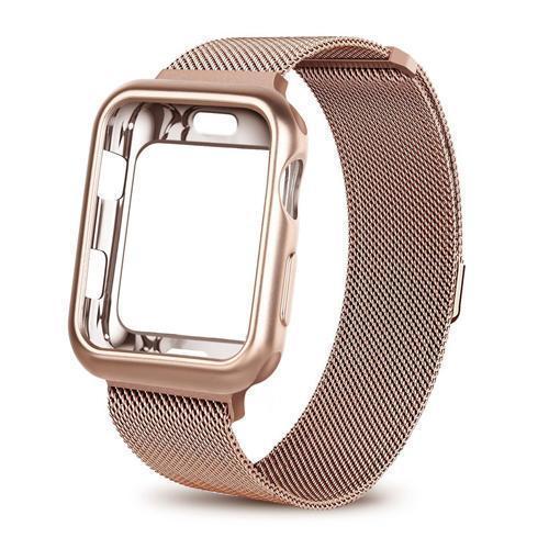 Apple China / rose gold / For apple watch 38mm Case+watch strap for Apple Watch 3 iwatch band 42mm 38mm Milanese Loop bracelet Stainless Steel watchband for Apple Watch 4 3 21