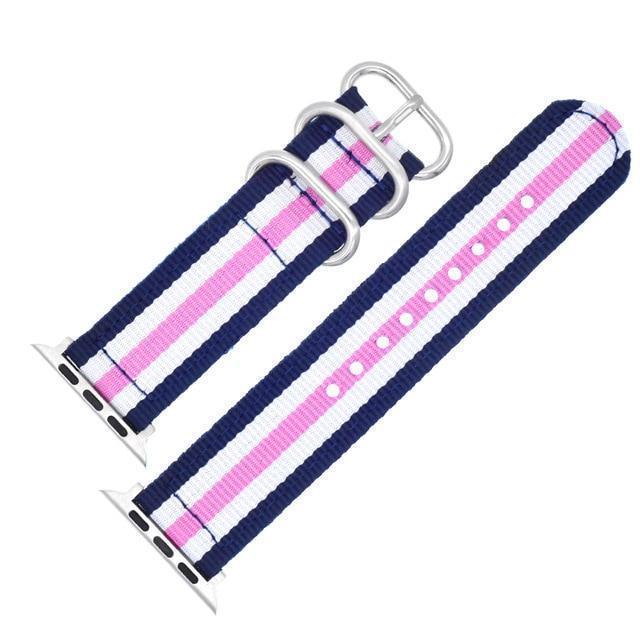 Apple China / Silver-Blue Pink / For iwatch 38mm Watchband For Apple Watch Band 42mm 44mm Nylon NATO Sport Strap 38mm 40mm iWatch Bands Accessories Bracelet Series 4 321