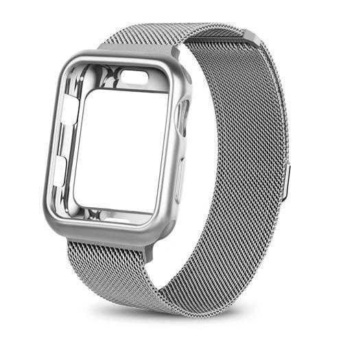 Apple China / silver / For apple watch 38mm Case+watch strap for Apple Watch 3 iwatch band 42mm 38mm Milanese Loop bracelet Stainless Steel watchband for Apple Watch 4 3 21