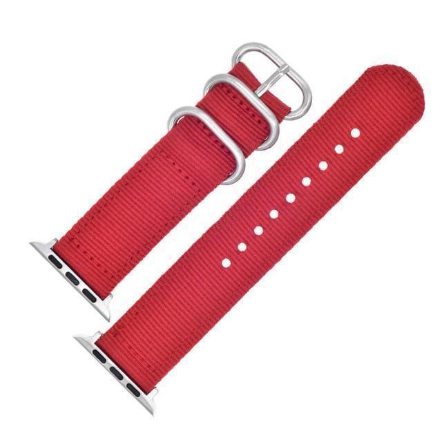 Apple China / Silver-Red / For iwatch 38mm Watchband For Apple Watch Band 42mm 44mm Nylon NATO Sport Strap 38mm 40mm iWatch Bands Accessories Bracelet Series 4 321