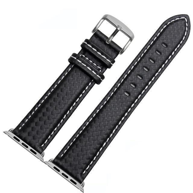 Apple China / White-silver / 38mm or 40mm Luxury Strap for Apple watch band 44 mm 40mm iWatch band 42mm 38mm Carbon fiber+Leather watchband bracelet Apple watch 4 3 2 1