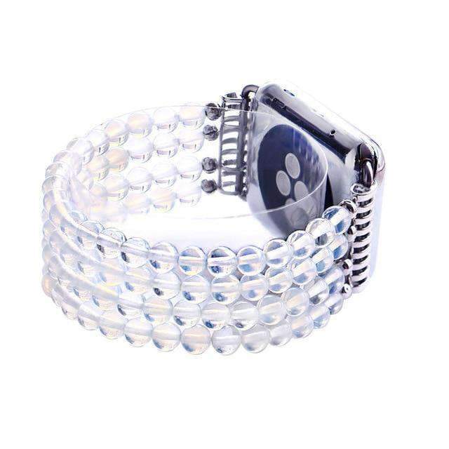 Apple Clear / 38mm Agate Beads Watchband For iWatch Natural Stone Apple Watch Strap Women 44mm/ 40mm/ 42mm/ 38mm Elastic Bracelet Replacement Wrist Band