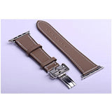 Apple coffee / 38mm Apple Watch Series 5 4 3 2 Band, Leather strap Deployment Buckle watch Strap watchband Hermes 38mm, 40mm, 42mm, 44mm - US Fast Shipping